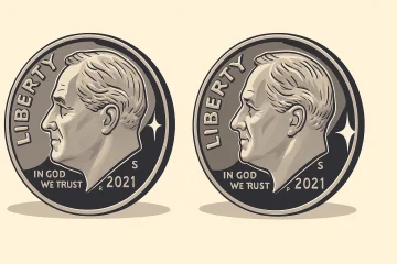 Hands sorting coins and checking their digital profiles.