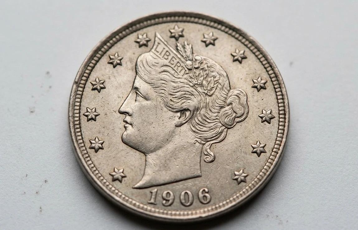 a 1906 Nickel highlighting Liberty profile